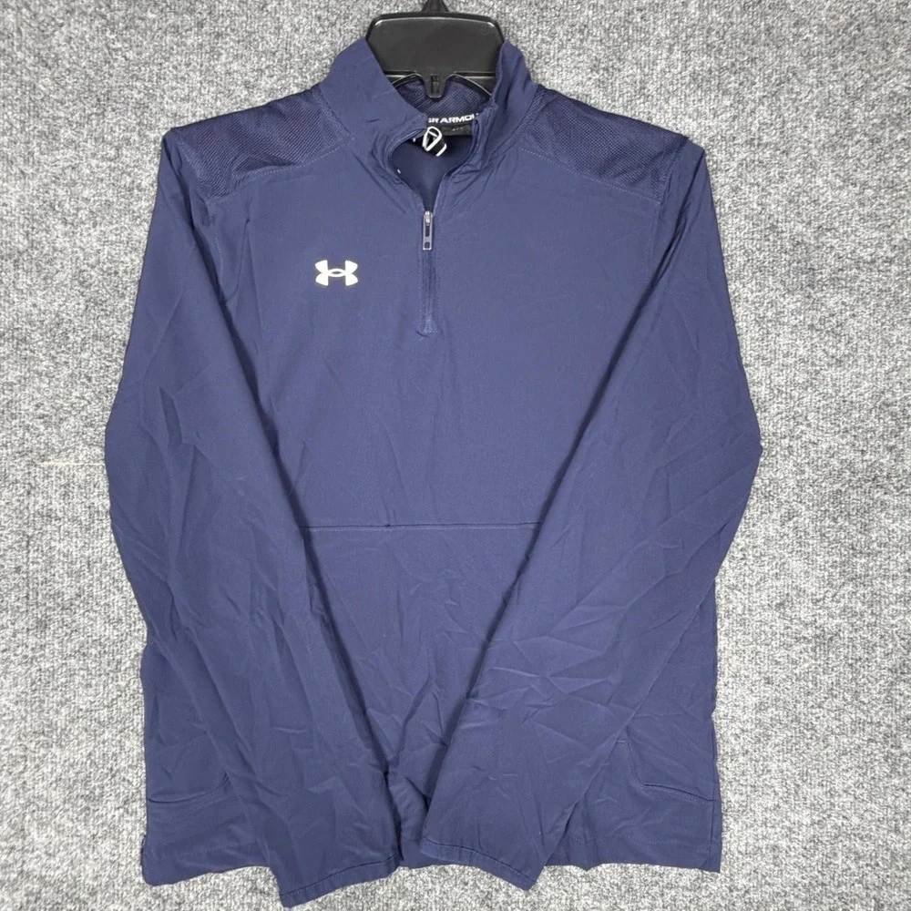 Under‎ Armour Kids Navy Blue Quarter Zip Pullover Long Sleeve Shirt Youth Large